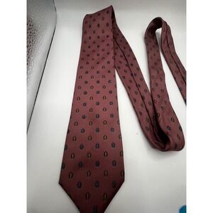 Woodmere 100% Silk Hand Made in Italy Necktie Geometric Pattern Burgundy Vintage